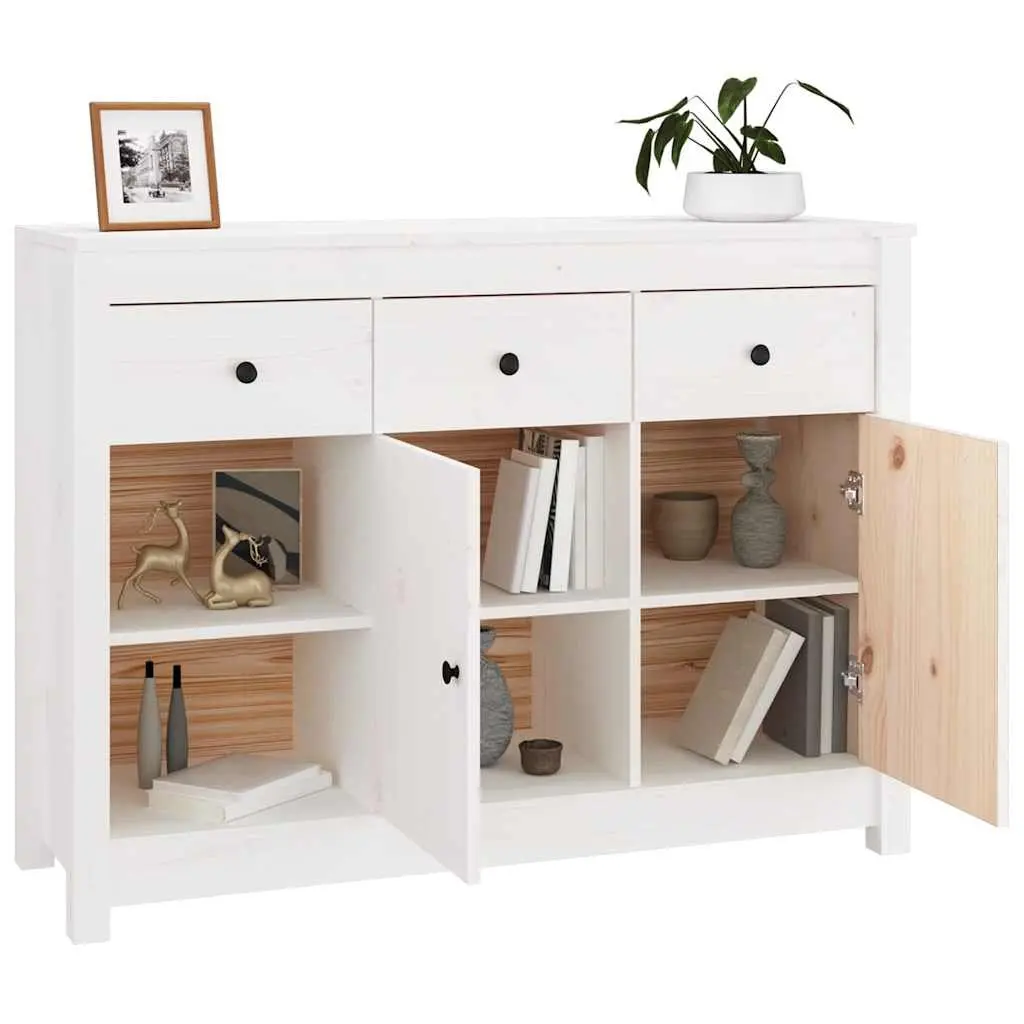 Wooden Sideboard White Storage Cabinet 3 Drawers 6 Compartments