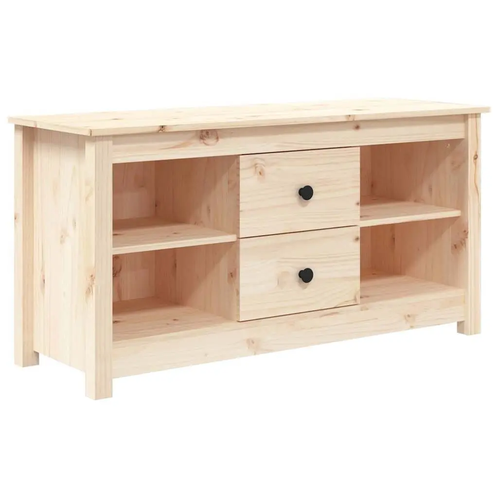 TV Cabinet 103x36.5x52 cm Solid Pine Wood Brown Storage Unit with Drawers and Open Compartments