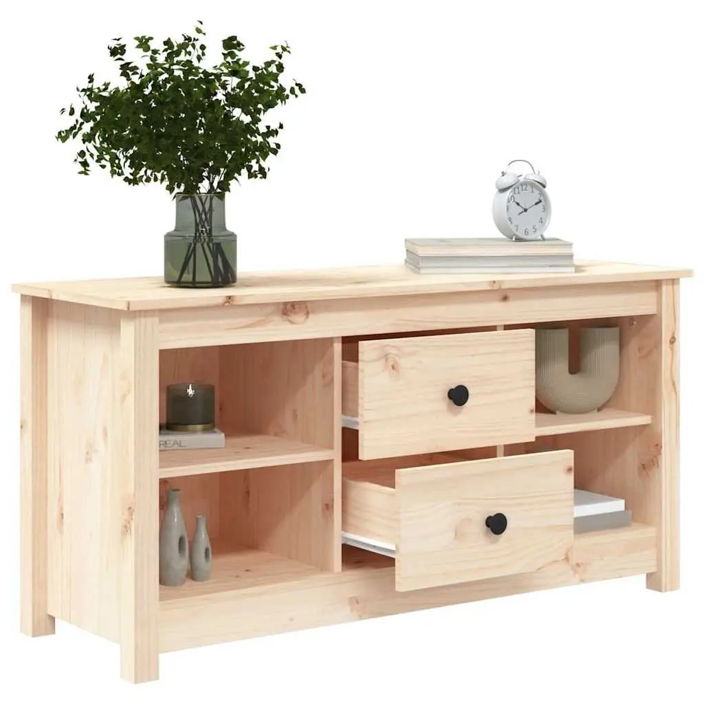 TV Cabinet 103x36.5x52 cm Solid Pine Wood Brown Storage Unit with Drawers and Open Compartments