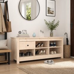 Brown Wooden Shoe Cabinet 110x38x45.5 cm for Organized Spaces