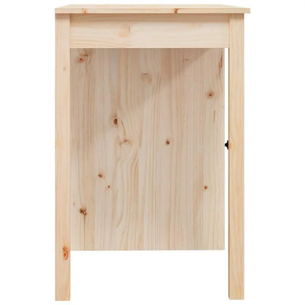Solid Wood Pine Desk 100x50x75cm Spacious Work Surface with Drawer and Cabinet Brown