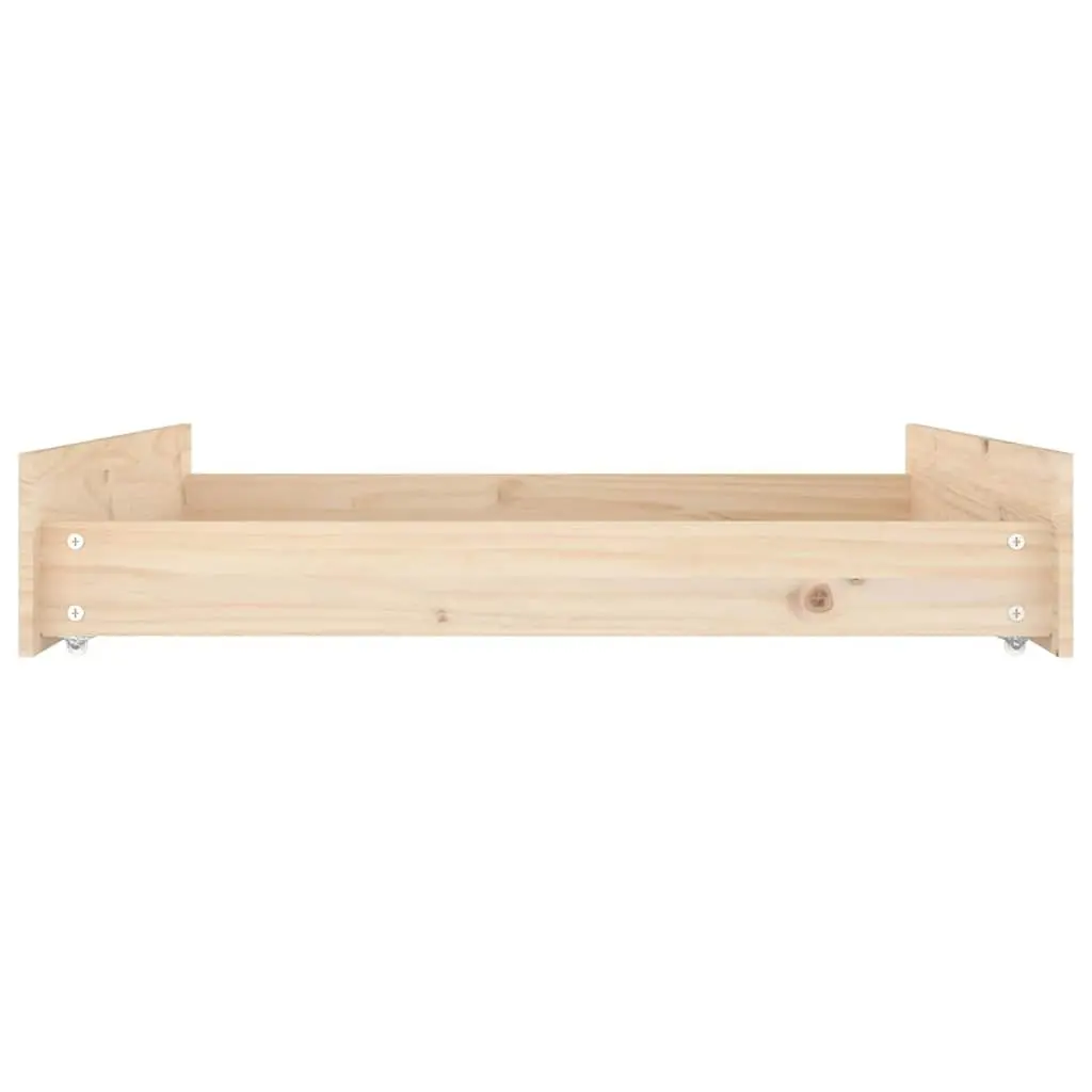 Under Bed Storage Drawers 2 pcs Solid Pine Wood Brown Easy-glide Wheels Bedroom Organiser