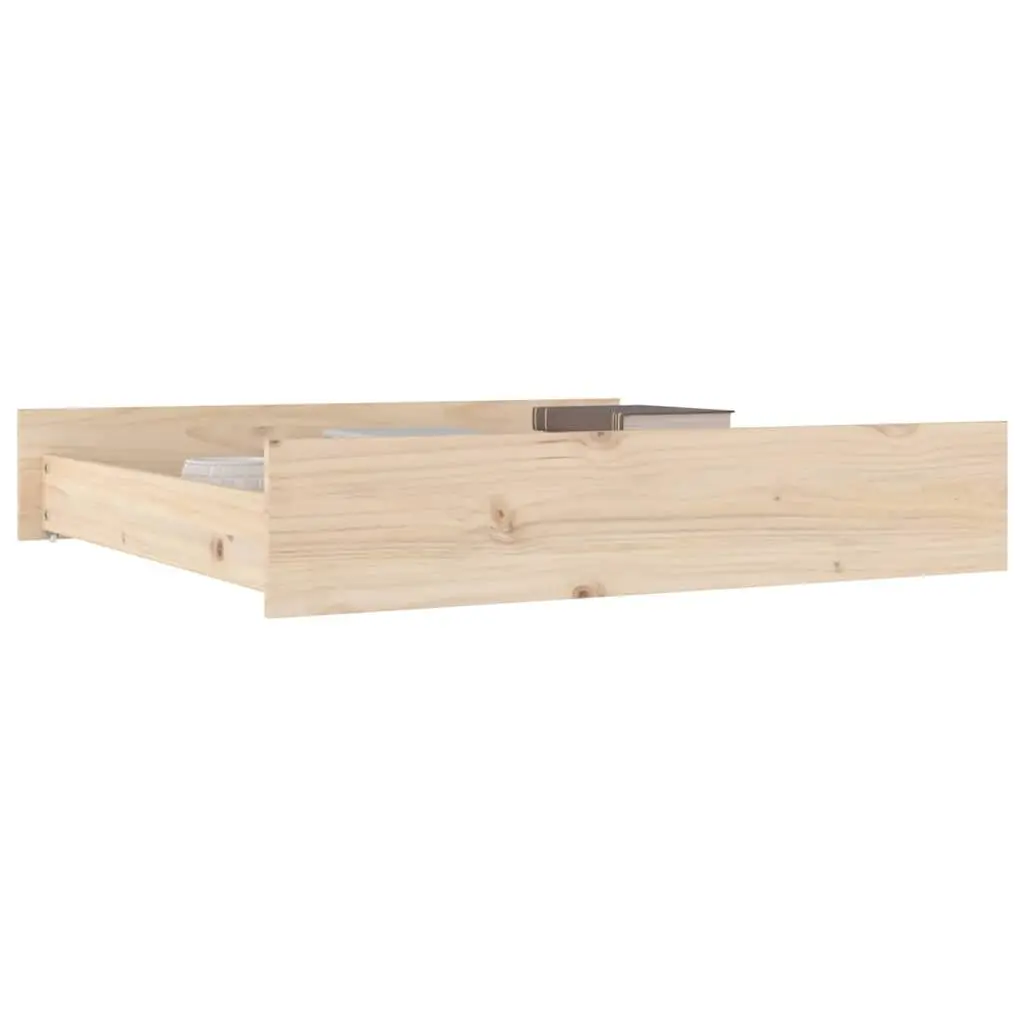 Under Bed Storage Drawers 2 pcs Solid Pine Wood Brown Easy-glide Wheels Bedroom Organiser