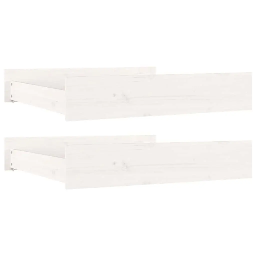 Under Bed Storage Drawers 2 pcs White Solid Pine Wood Easy-Glide Wheels