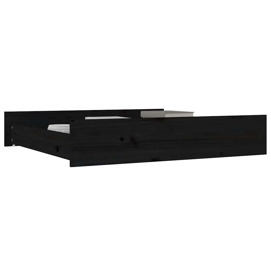 Under Bed Storage Drawers 2 pcs Black Solid Pine Wood Easy-Glide Wheels
