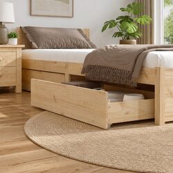 Enhance Your Space with Brown Pine Under-Bed Storage Drawers
