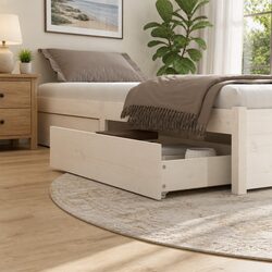 Under Bed Storage Drawers 4 Piece White Solid Pine Wood with Glide Wheels