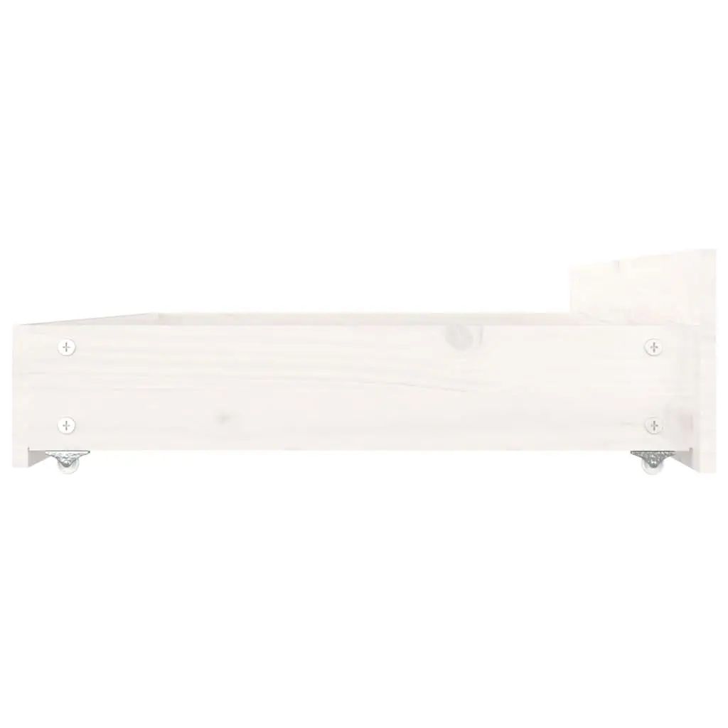 Under Bed Storage Drawers 4 Pieces White Solid Pine Wood Easy-Glide Wheels