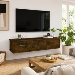 Enhance Your Space with a 3-Drawer Floating Wall Cabinet in Brown