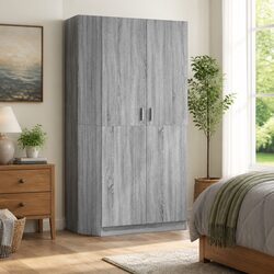 Contemporary Grey Wardrobe with Hanging Rod