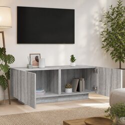 TV Cabinet Grey Sonoma Engineered Wood Media Unit Storage Compartments