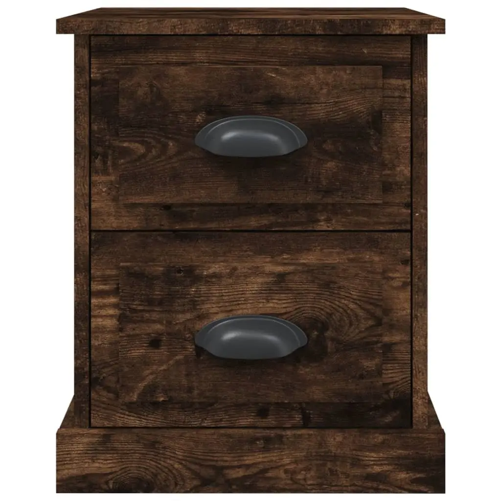 Bedside Cabinets 2 pcs Brown Engineered Wood Nightstand with 2 Drawers