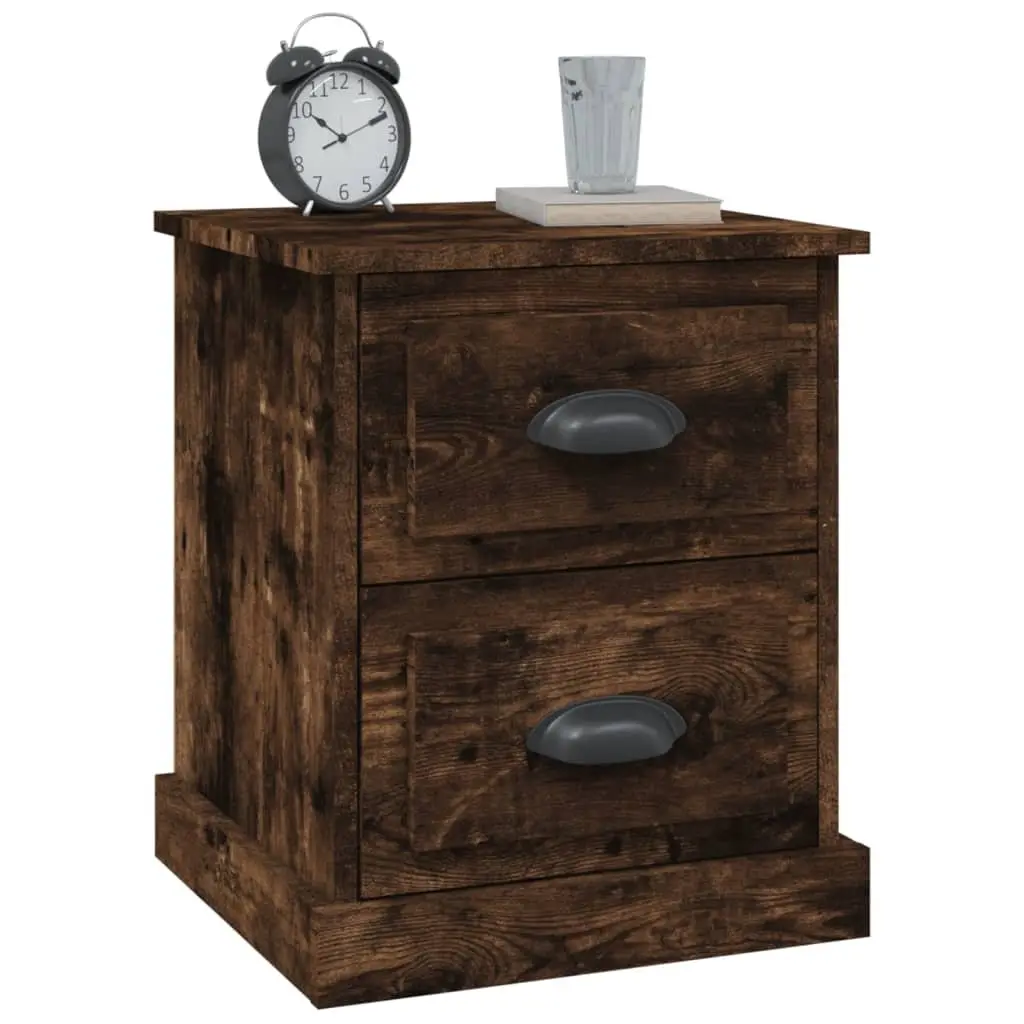 Bedside Cabinets 2 pcs Brown Engineered Wood Nightstand with 2 Drawers
