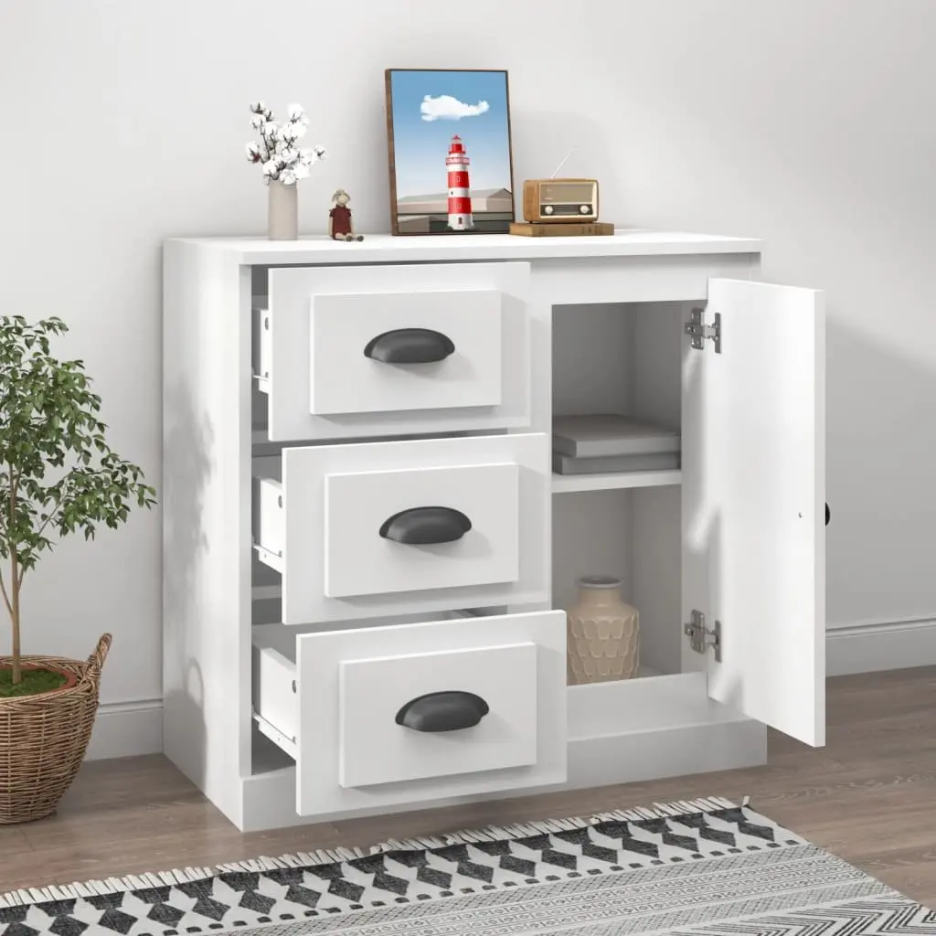 White Sideboard 70x35.5x67.5 cm Engineered Wood Storage Cabinet