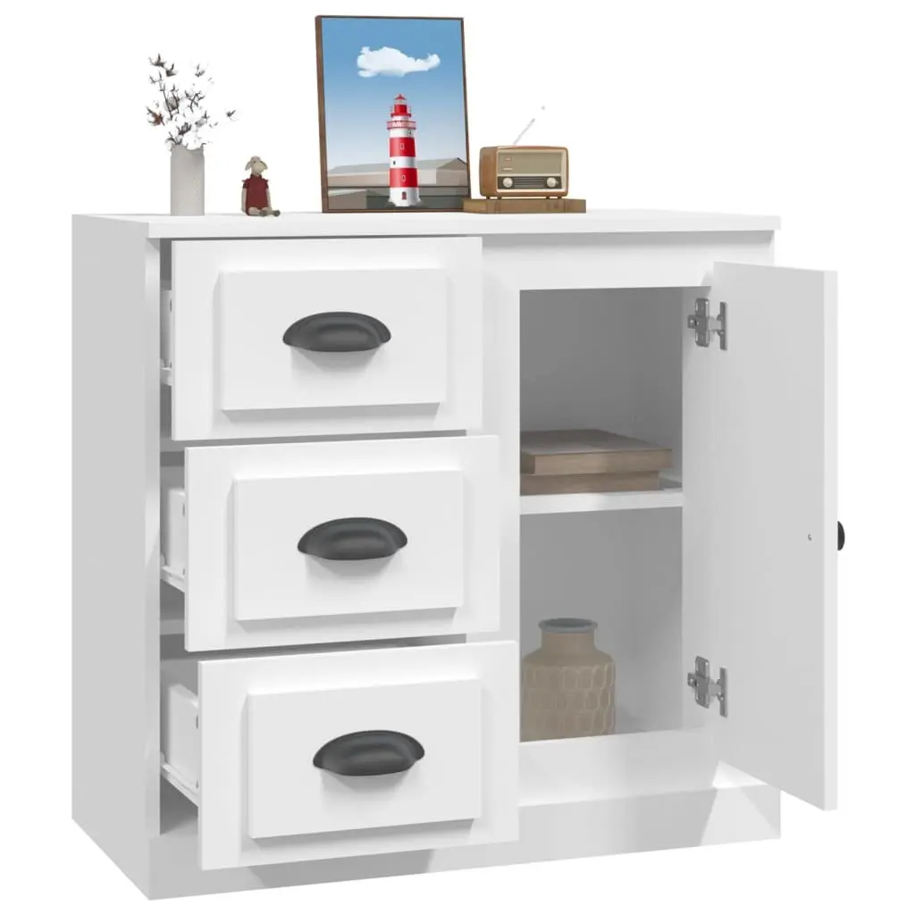 White Sideboard 70x35.5x67.5 cm Engineered Wood Storage Cabinet