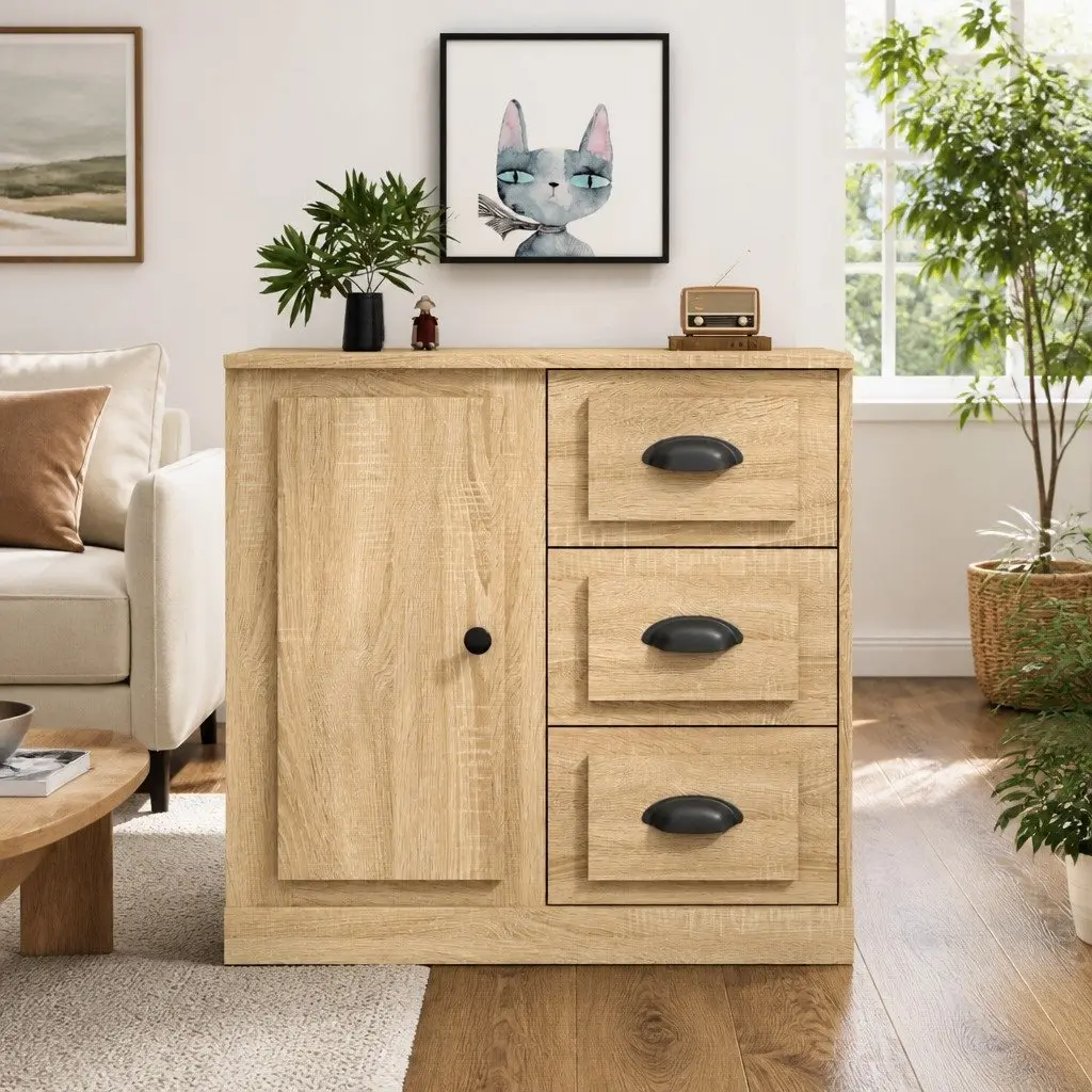Sideboard 70x35.5x67.5 cm Brown Engineered Wood Storage Cabinet