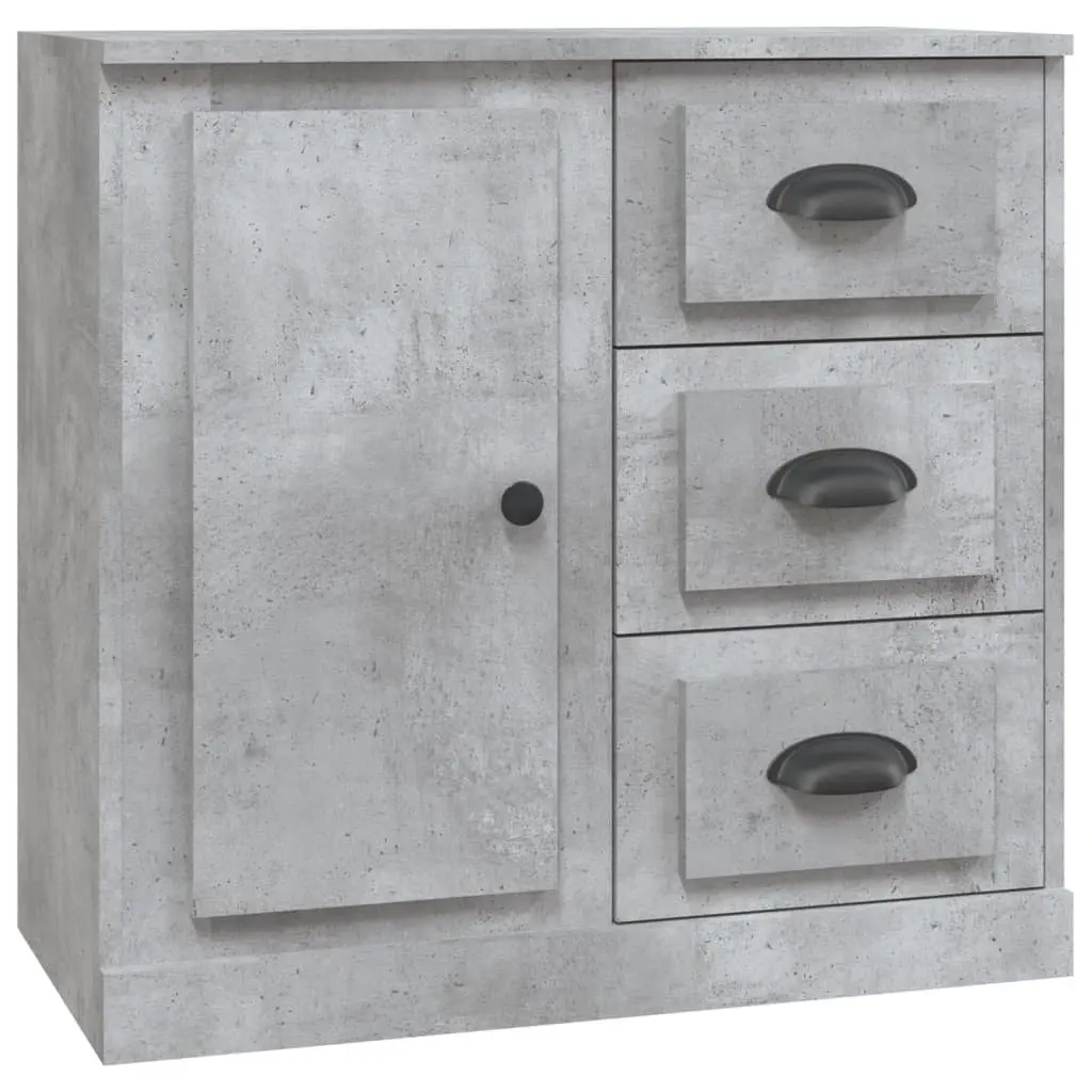 Grey Sideboard Storage Cabinet Engineered Wood Buffet Display Unit
