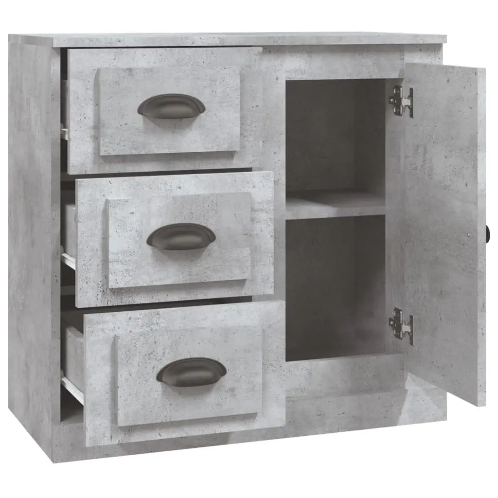 Grey Sideboard Storage Cabinet Engineered Wood Buffet Display Unit