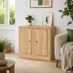 Sideboards 2 pcs Brown Engineered Wood Storage Cabinet Cupboard Display Unit