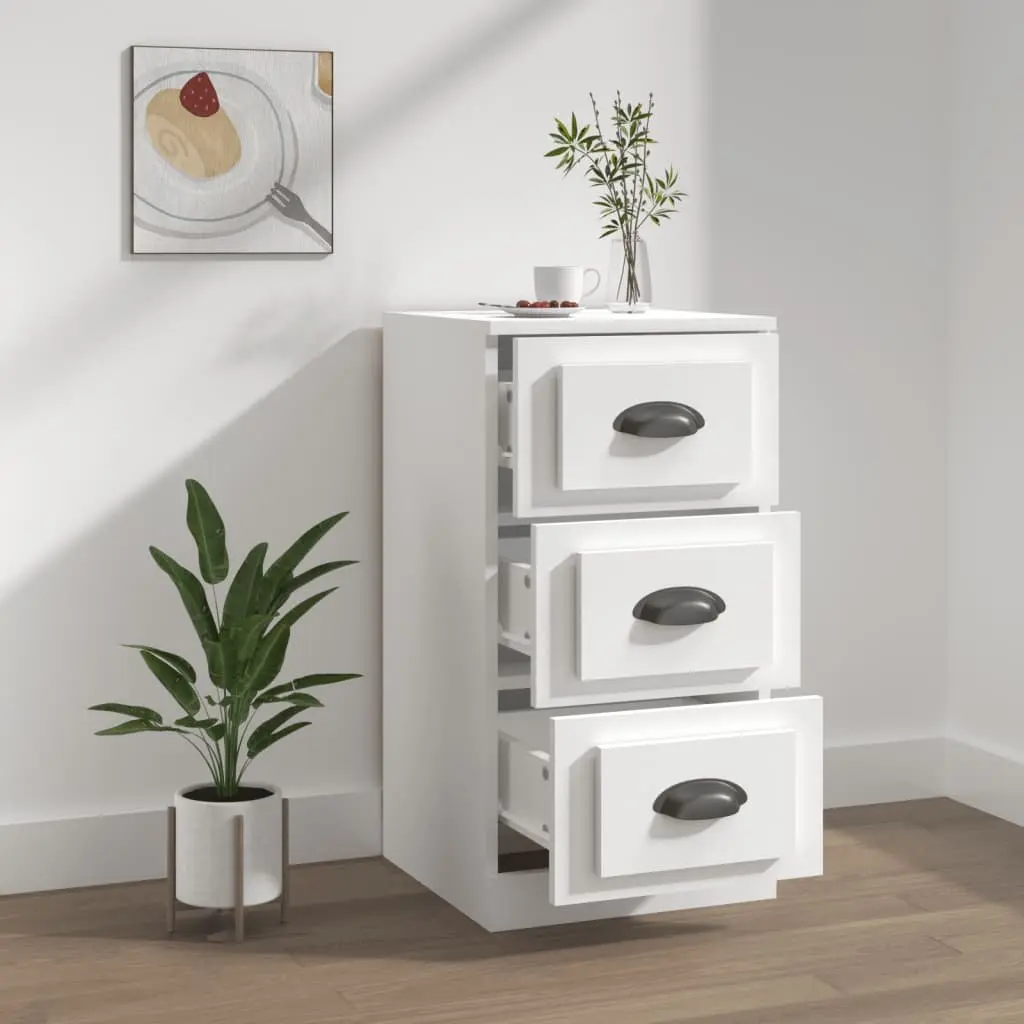 White Sideboard Cabinet Storage Furniture Engineered Wood Buffet Display Unit 36 x 35.5 x 67.5 cm Moisture Resistant