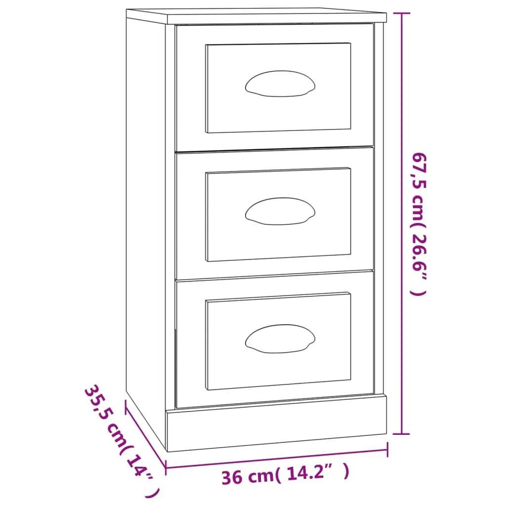 White Sideboard Cabinet Storage Furniture Engineered Wood Buffet Display Unit 36 x 35.5 x 67.5 cm Moisture Resistant