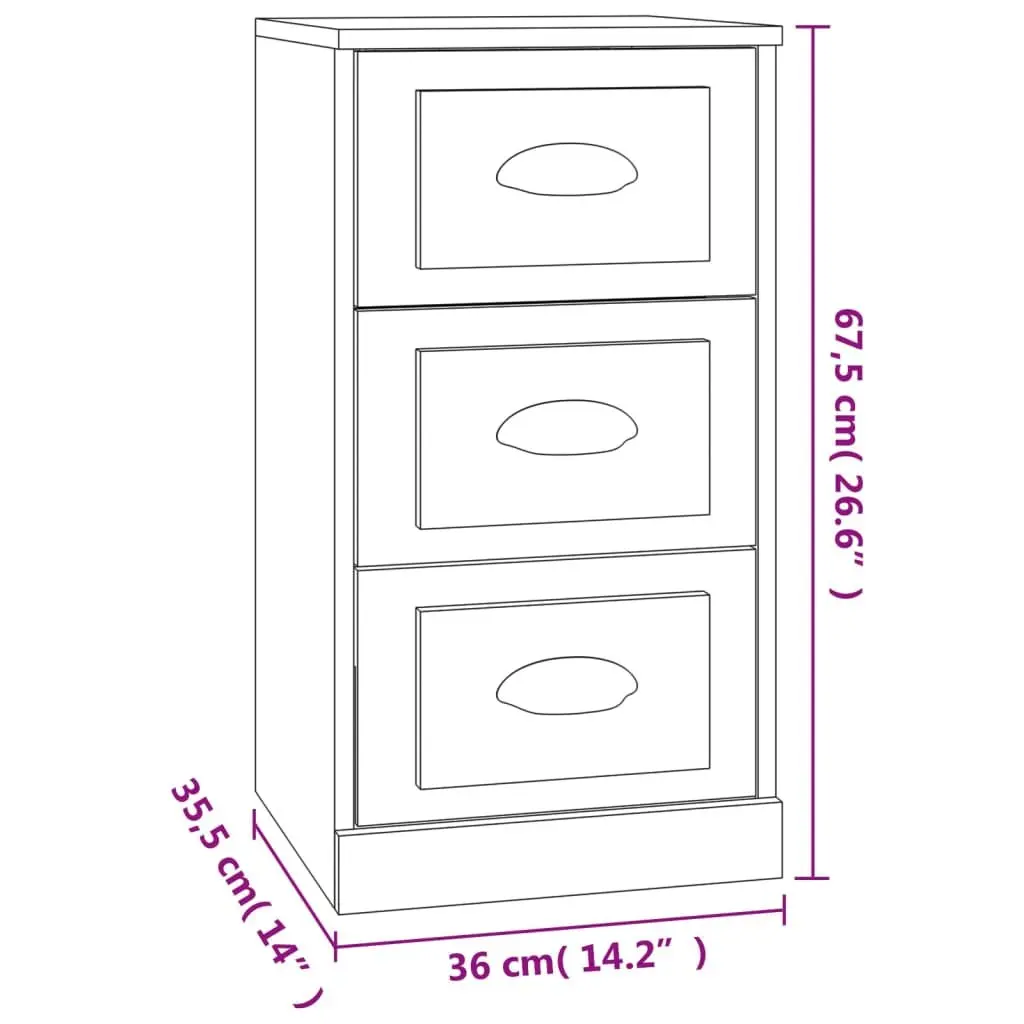 Sideboard 36x35.5x67.5cm Brown Engineered Wood Storage Cabinet Display Furniture