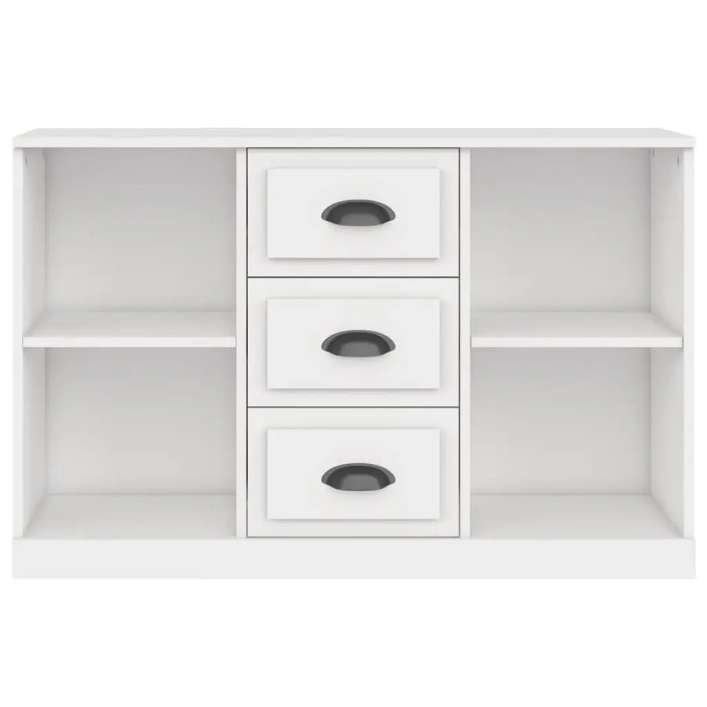 White Sideboard Cabinet Storage Buffet Engineered Wood Ample Storage