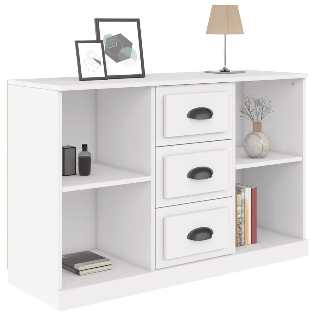 White Sideboard Cabinet Storage Buffet Engineered Wood Ample Storage