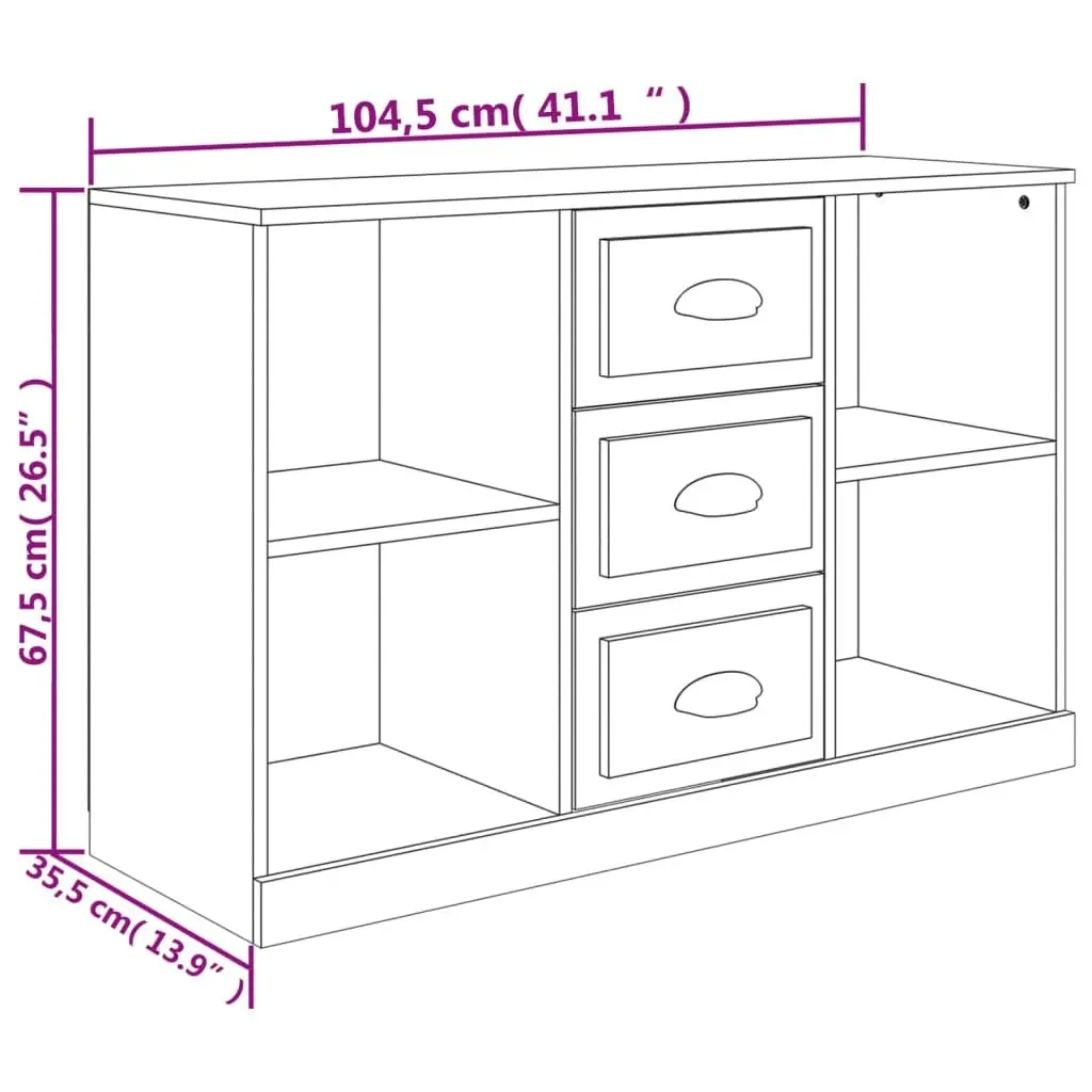 White Sideboard Cabinet Storage Buffet Engineered Wood Ample Storage