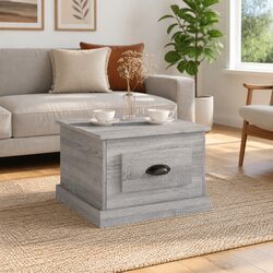 Coffee Table Grey Sonoma 50x50x35 cm with Storage Drawer Accent Side Table