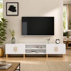 Modern White TV Cabinet 180x31.5x40 cm for Elegant Spaces