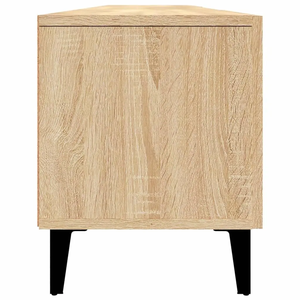 Engineered Wood TV Cabinet Brown Storage Unit with 4 Doors and 4 Compartments for Living Room Display