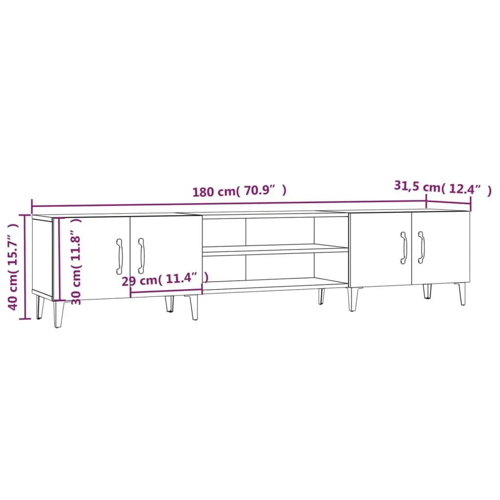 Engineered Wood TV Cabinet Brown Storage Unit with 4 Doors and 4 Compartments for Living Room Display