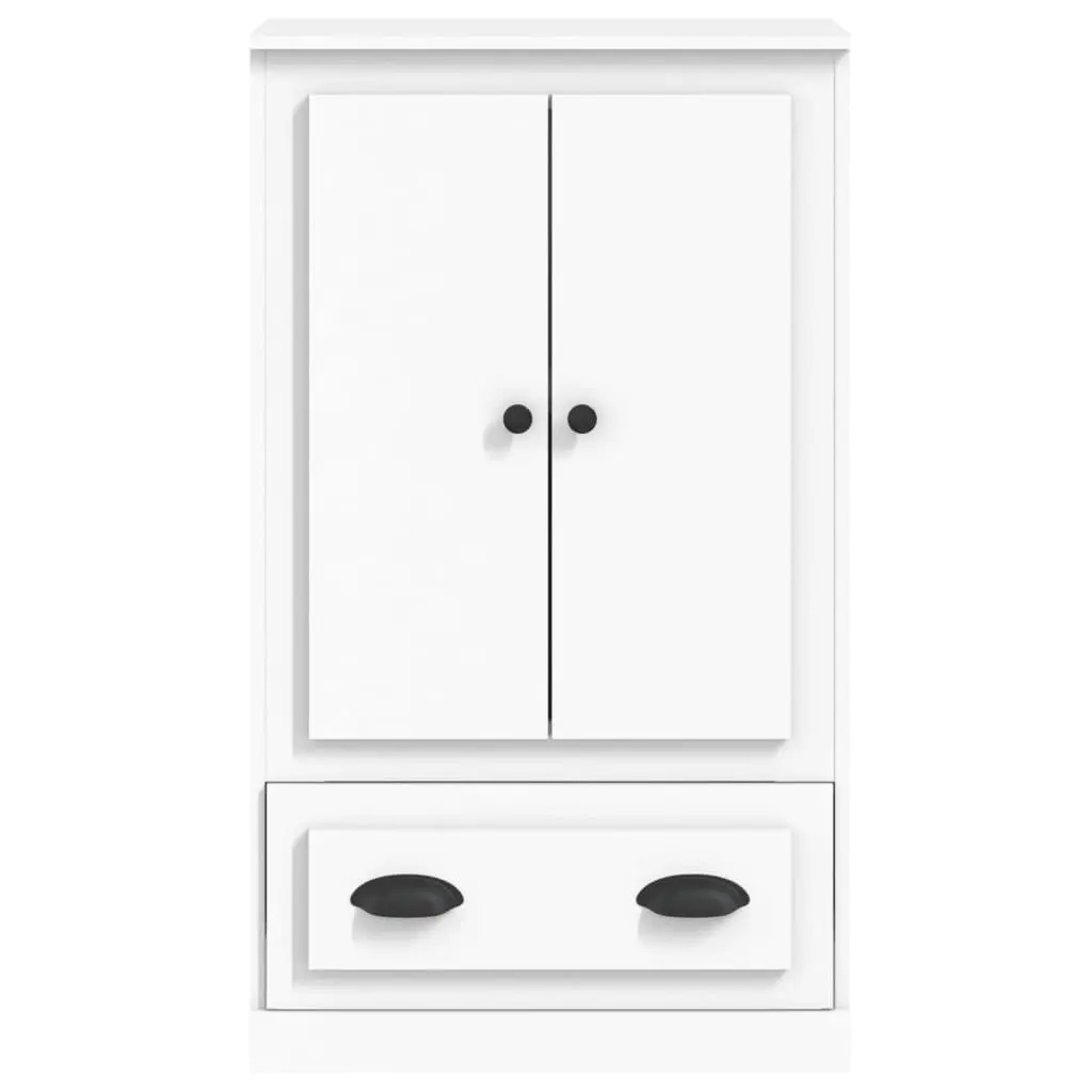 White Highboard Storage Cabinet 60x35.5x103.5cm Engineered Wood Sideboard