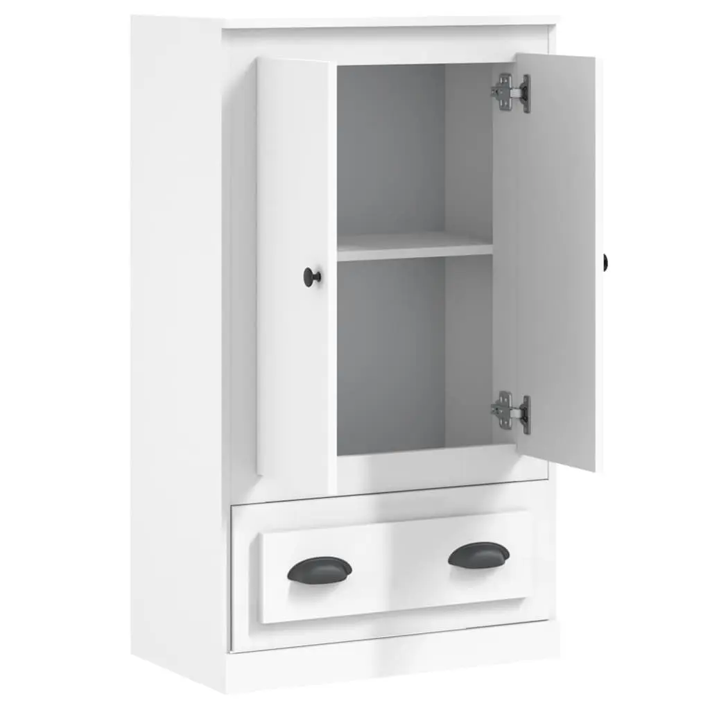 White Highboard Storage Cabinet 60x35.5x103.5cm Engineered Wood Sideboard