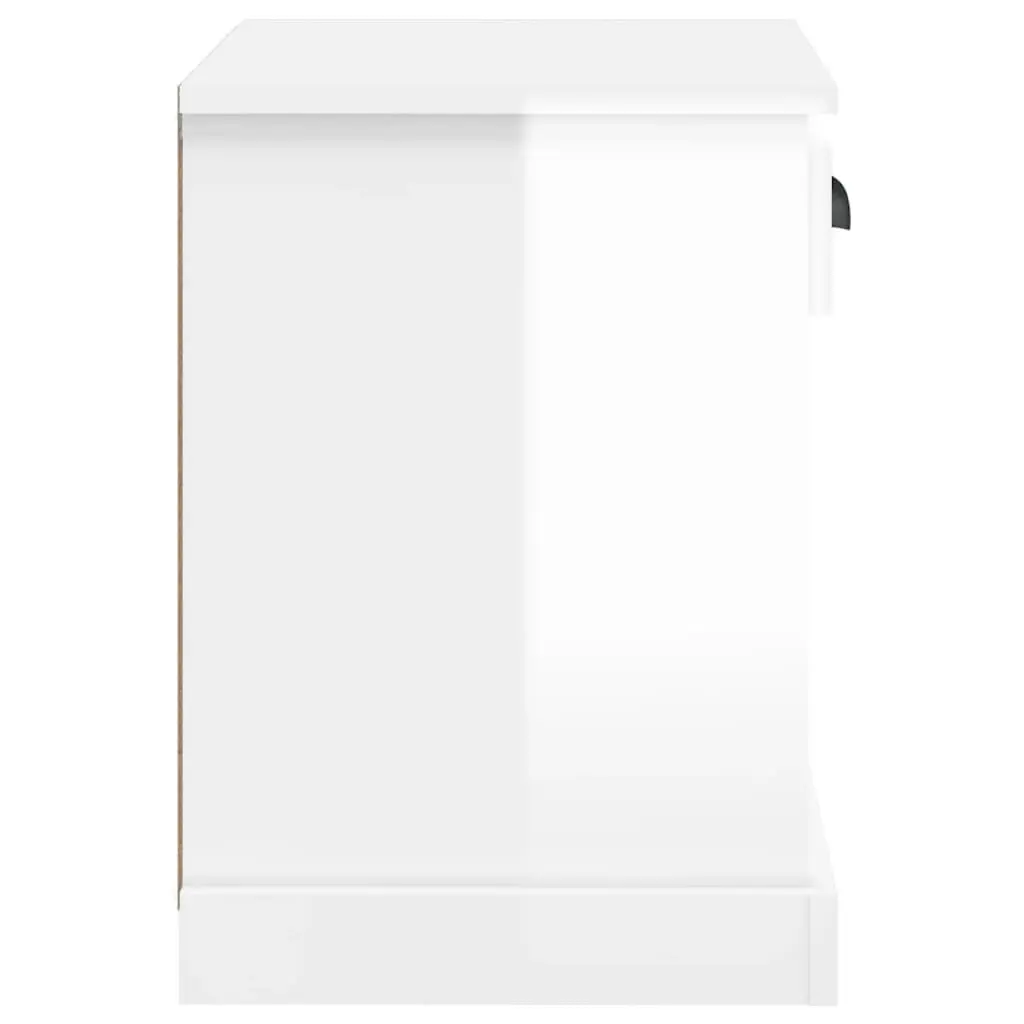 Bedside Cabinets 2 pcs High Gloss White Storage Nightstand with Drawer and 3 Compartments