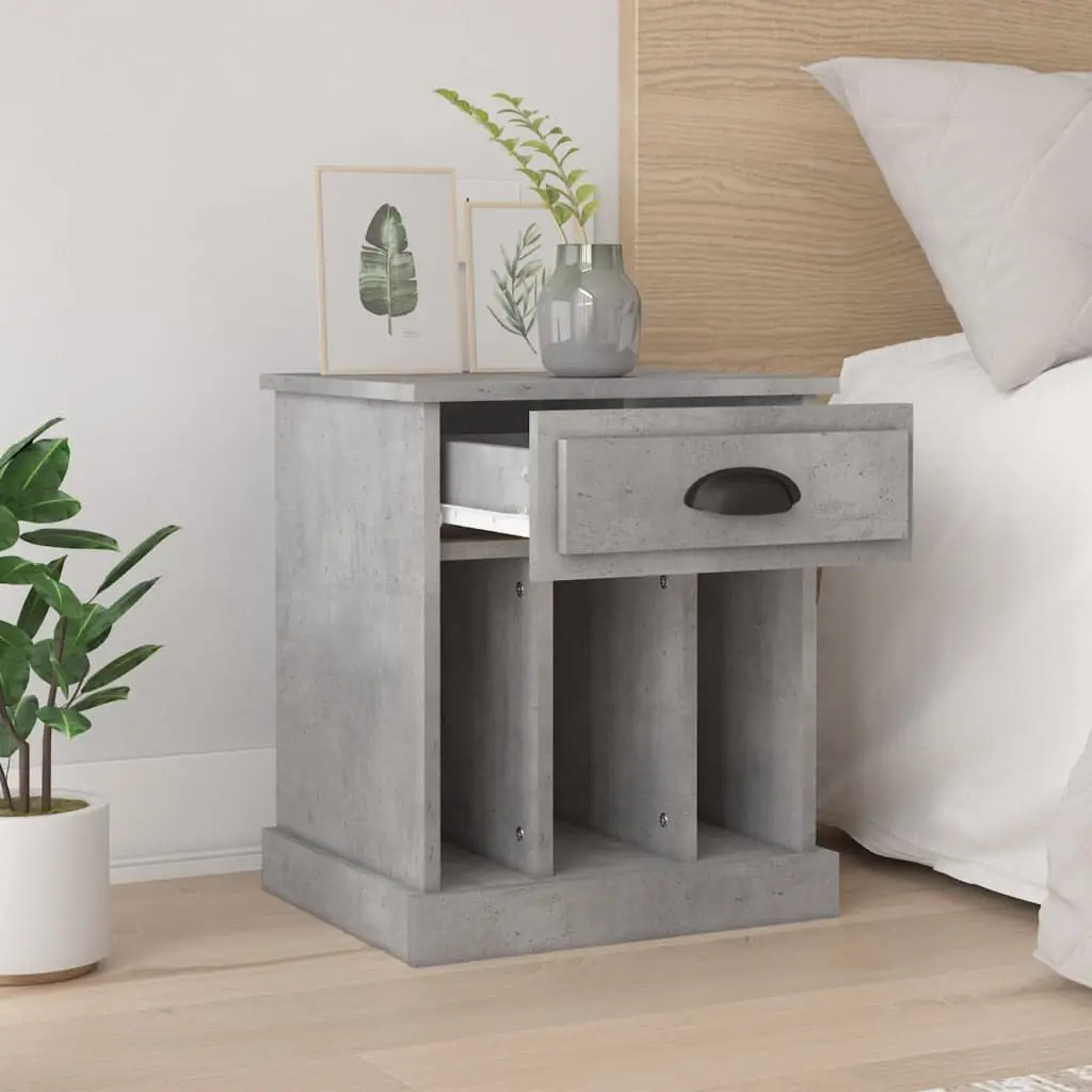 Bedside Cabinets 2 pcs Grey Engineered Wood Drawer Storage Nightstand Side Table