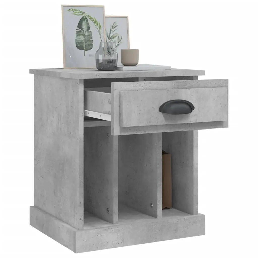 Bedside Cabinets 2 pcs Grey Engineered Wood Drawer Storage Nightstand Side Table