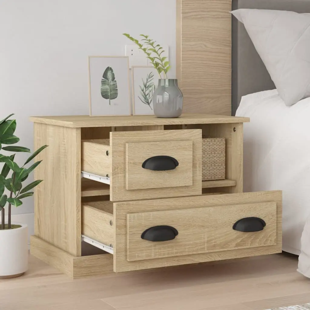 Bedside Cabinet Brown 2 Drawer Storage Compartment Nightstand