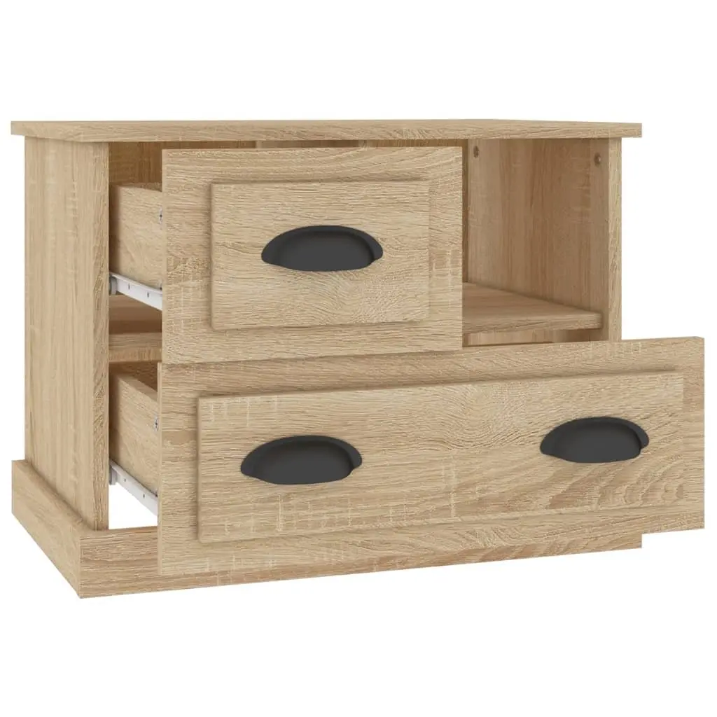 Bedside Cabinet Brown 2 Drawer Storage Compartment Nightstand