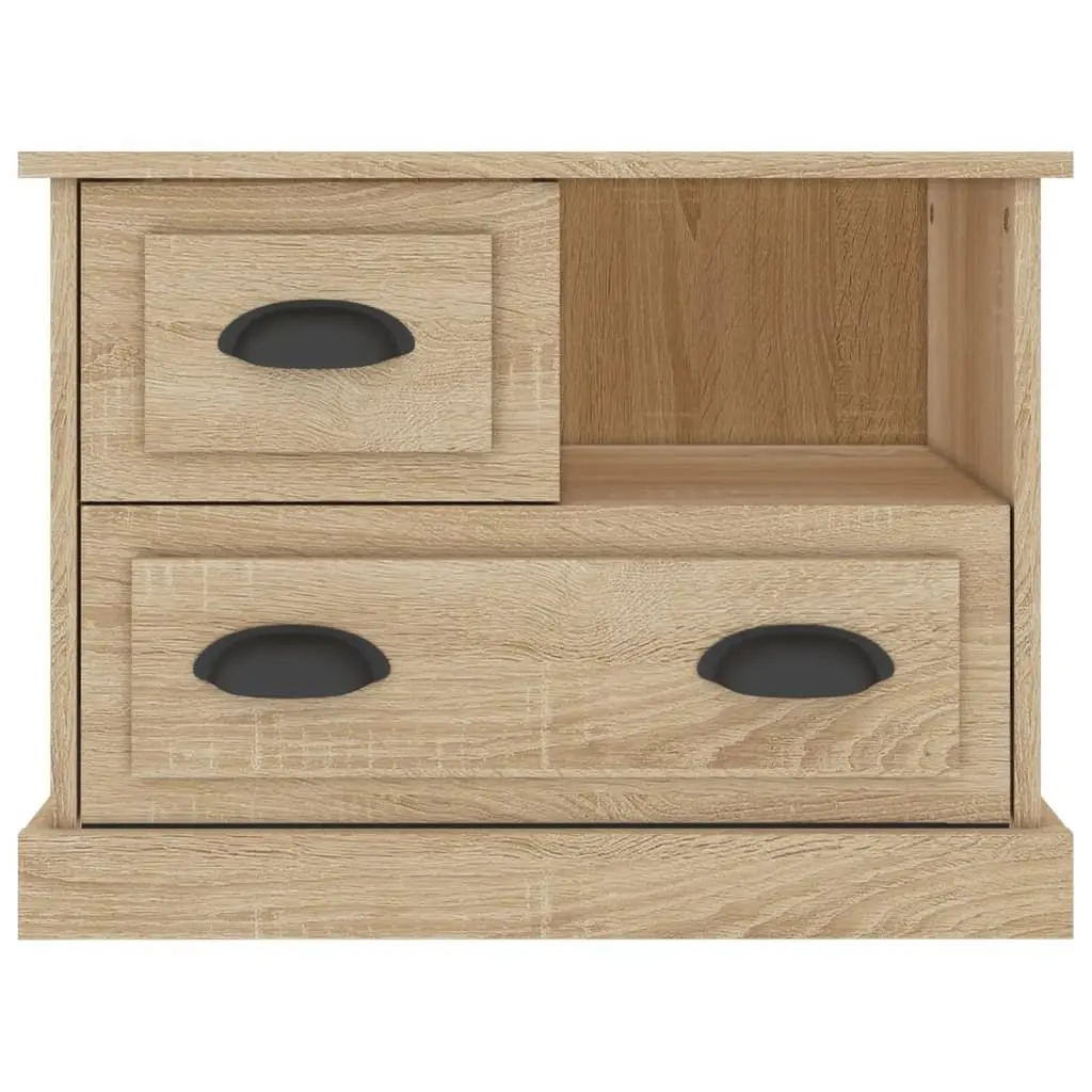 Bedside Cabinet Brown 2 Drawer Storage Compartment Nightstand