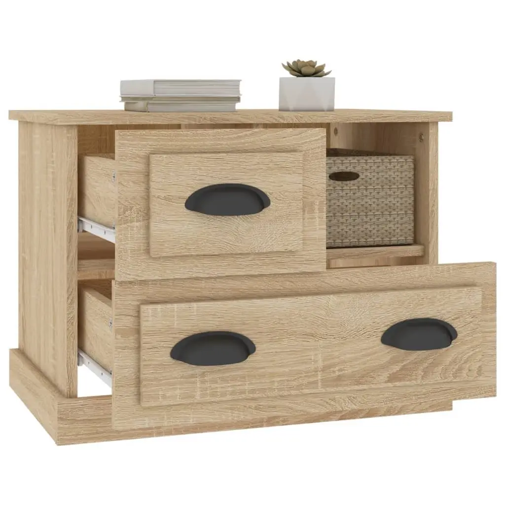 Bedside Cabinet Brown 2 Drawer Storage Compartment Nightstand