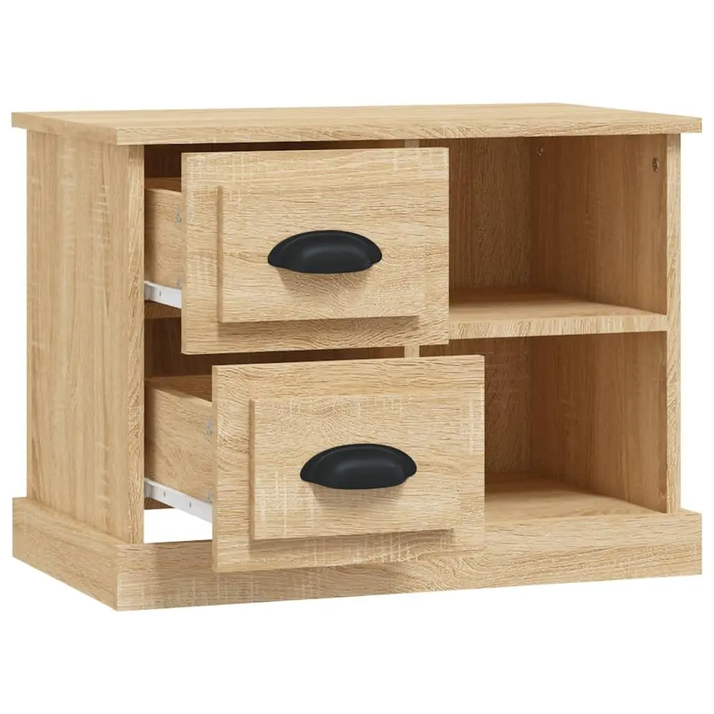 Bedside Cabinet Brown Engineered Wood with 2 Drawers and 2 Compartments