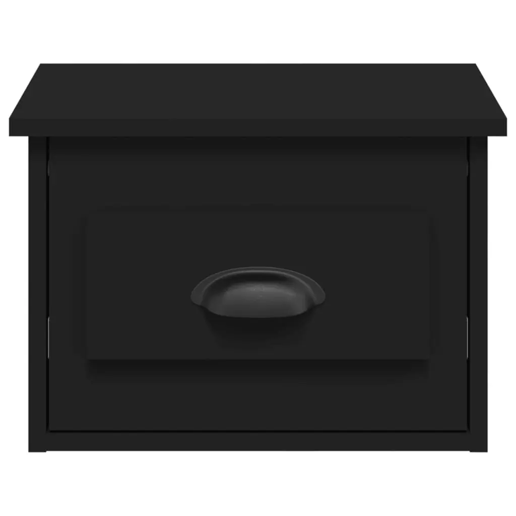 Wall-mounted Bedside Cabinet Black Floating Nightstand Drawer Storage