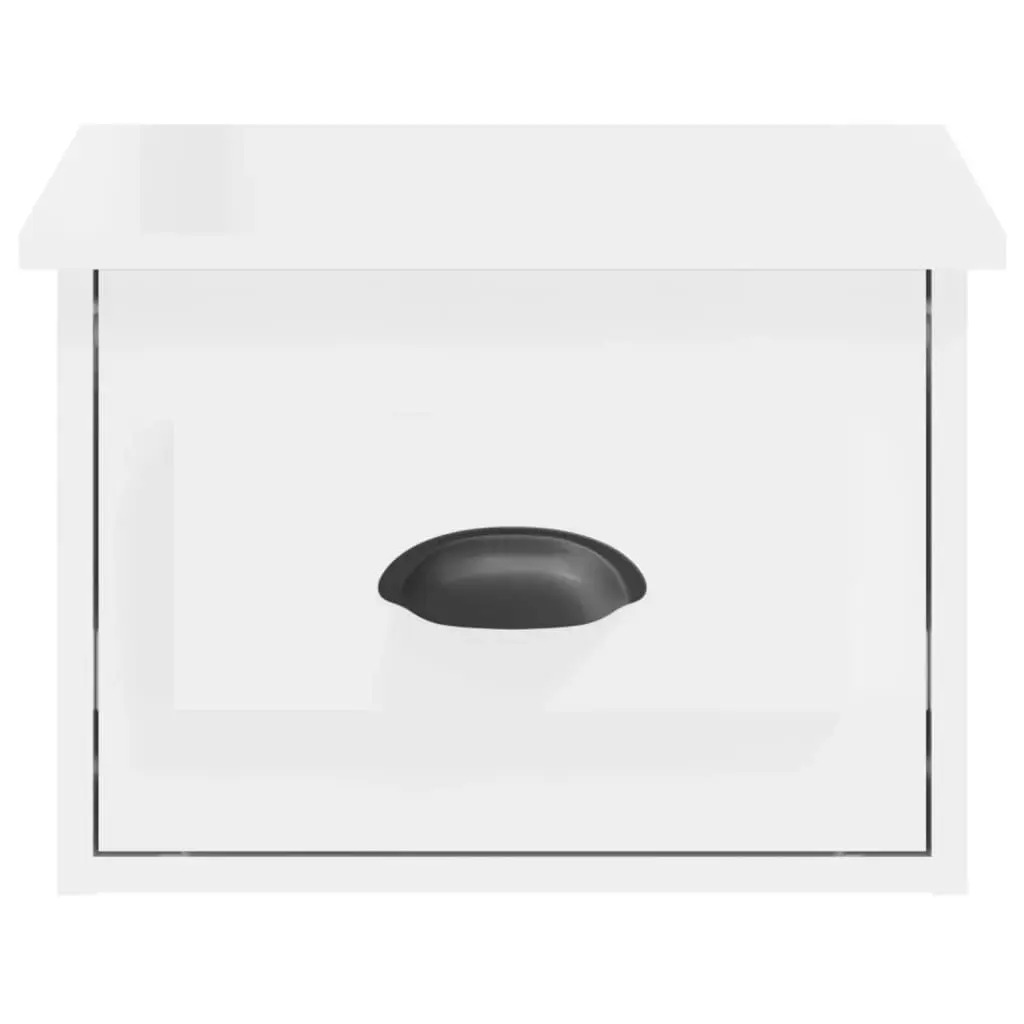2 Piece White Floating Wall-mounted Bedside Cabinets Storage Drawers Organiser