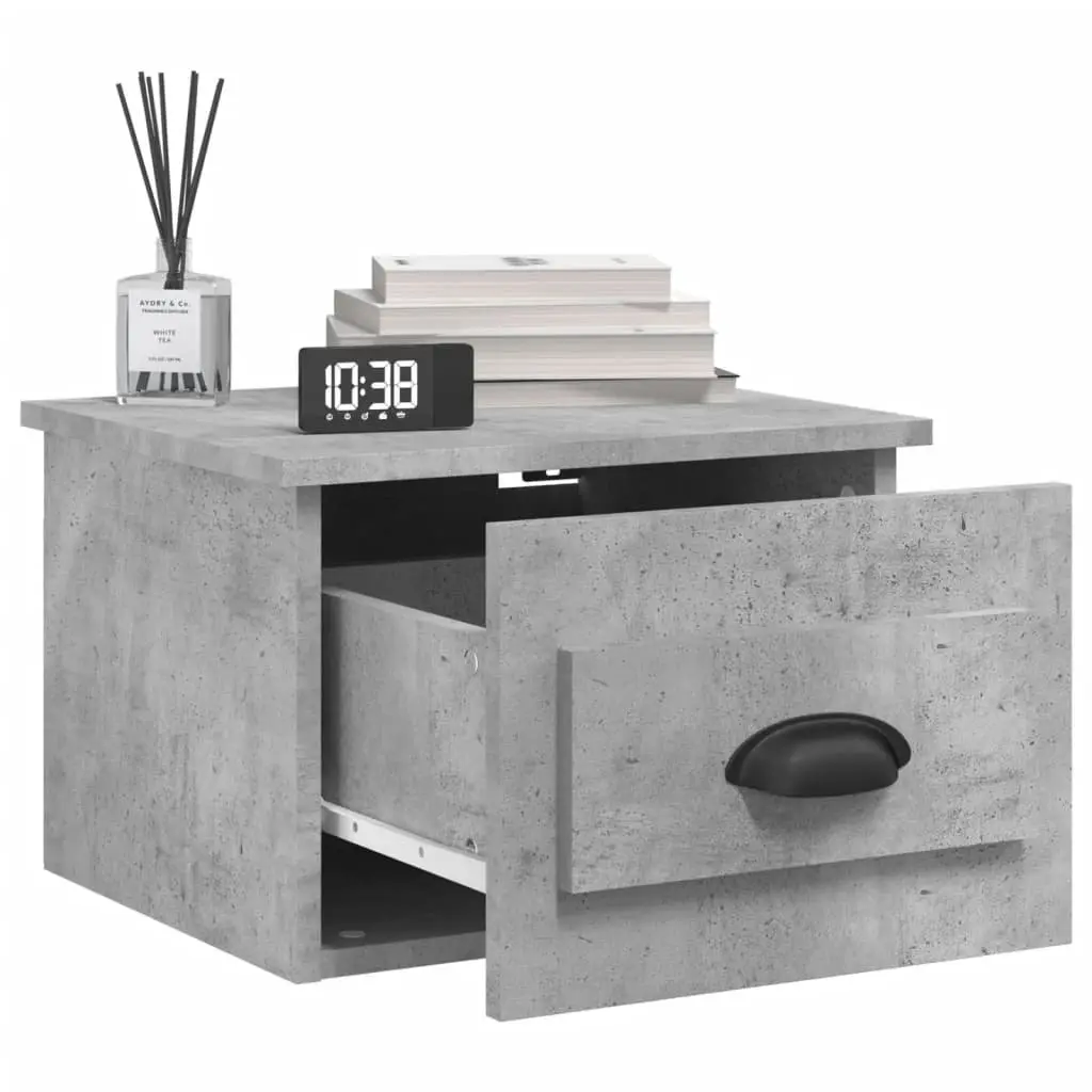 Wall-mounted Bedside Cabinets 2 pcs Grey Floating Storage Organiser Drawer