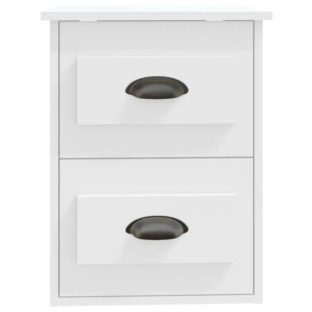 Wall-mounted Bedside Cabinet White 41.5x36x53cm Floating Bedroom Storage with 2 Drawers