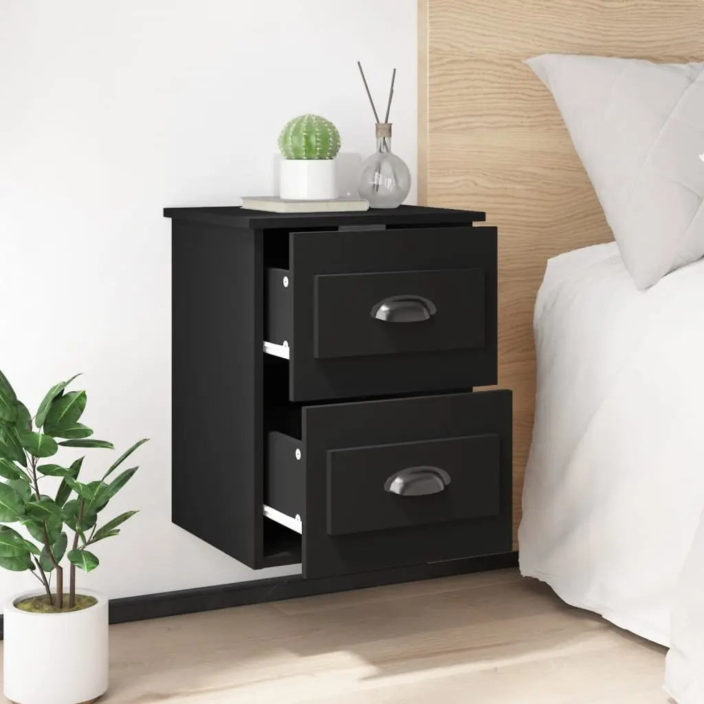 Wall-mounted Bedside Cabinet with 2 Drawers Storage Unit Floating Bedroom