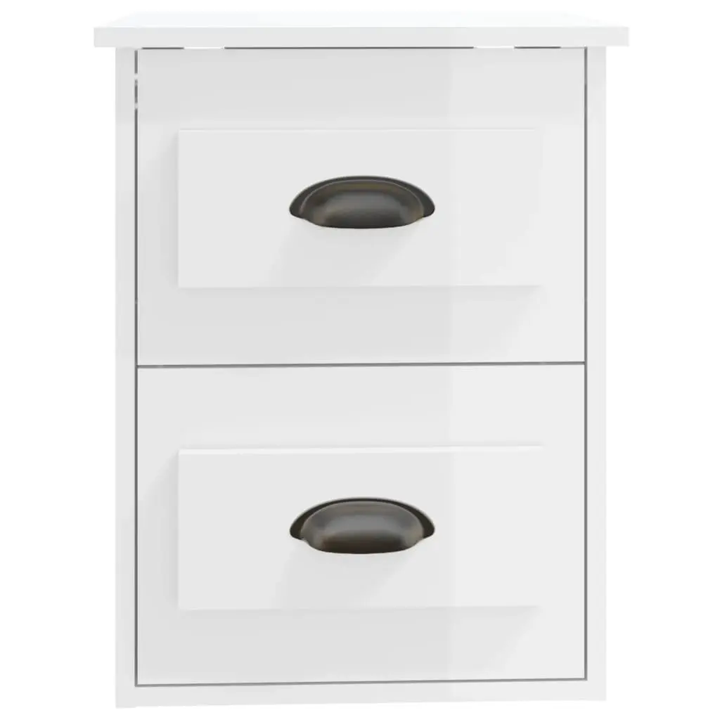 Wall-mounted Bedside Cabinet White 2 Drawer Floating Storage Unit