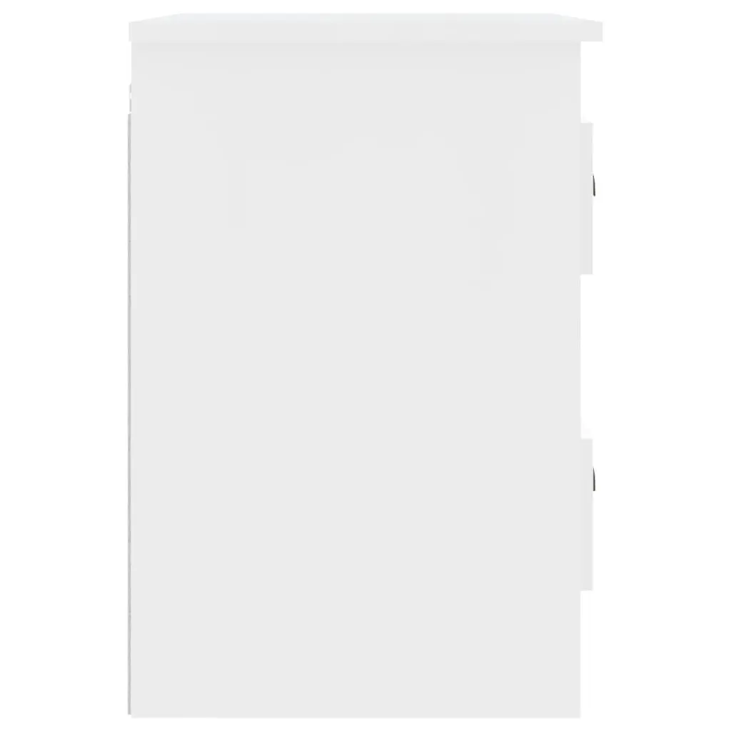 Wall-mounted Bedside Cabinet White 2 Drawer Floating Storage Unit